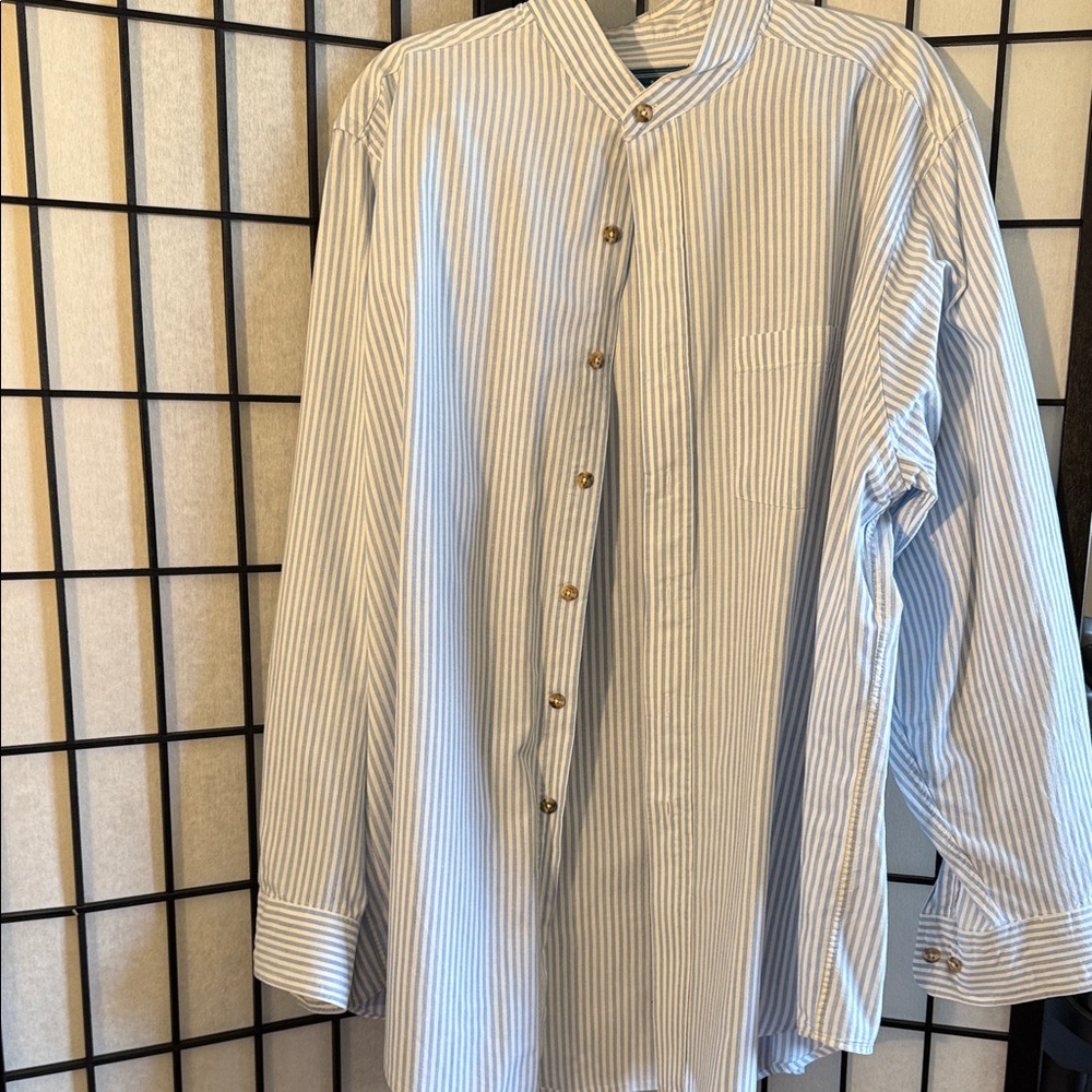 Men's Blue Striped Button-Down Shirt